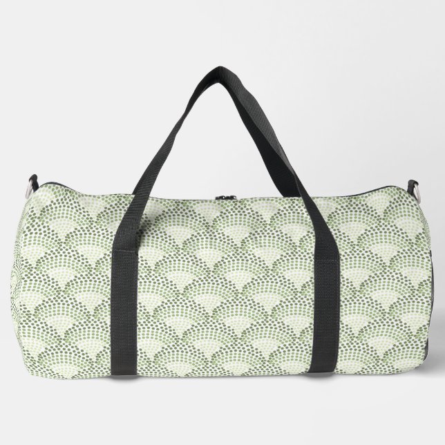 Scalloped Dots Gradient Ombre Green Pattern  Duffle Bag (Front)