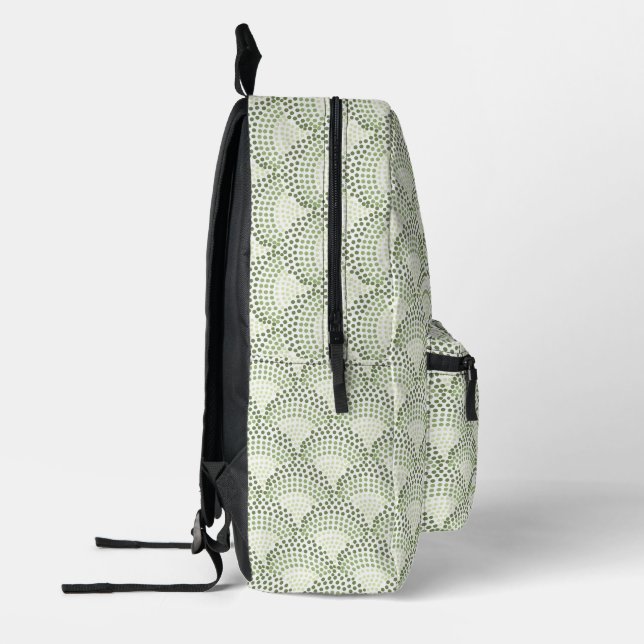 Scalloped Dots Gradient Ombre Green Pattern  Printed Backpack (Left)