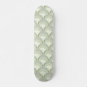 Scalloped Dots Gradient Ombre Green Pattern Skateboard