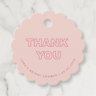 Scalloped Edge Bold Outline Thank You Favour Tags