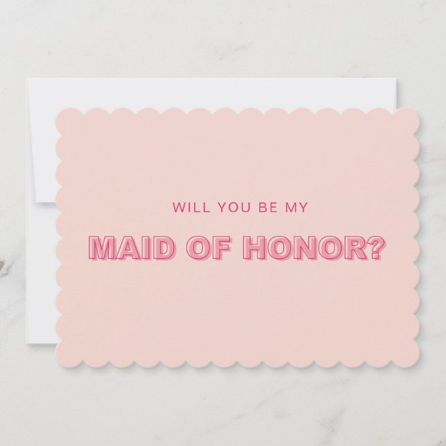 Scalloped edge outline bridesmaid proposal card (Front)