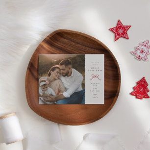 Scalloped Edge Photo Holiday Card with Red Bow
