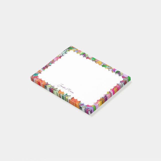 scalloped floral border stationery post-it notes (Angled)