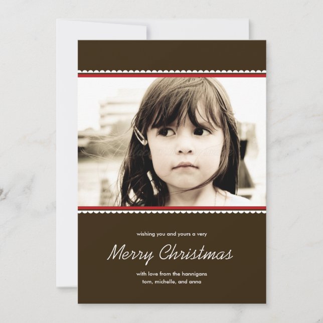 Scalloped Frame Holiday Photo Cards - Red - (Front)