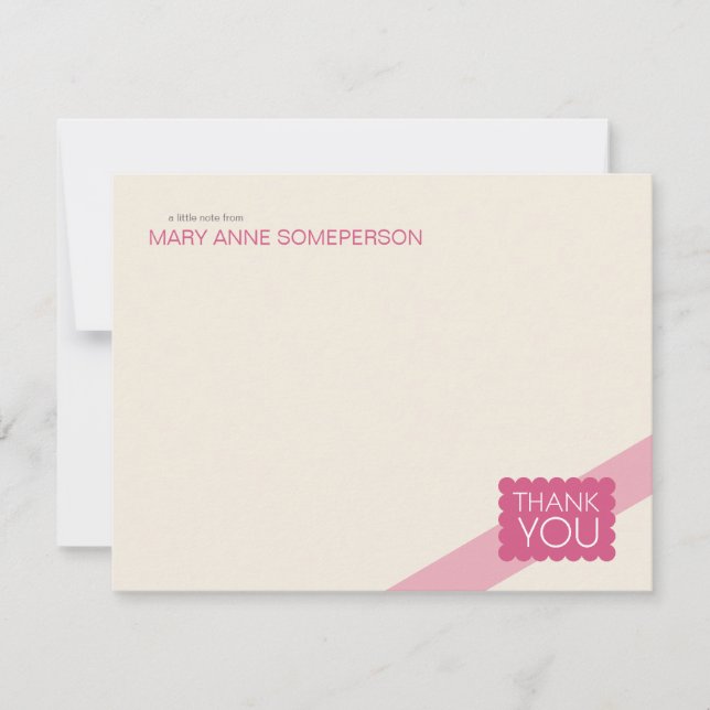 Scalloped Hot Pink | Flat Thank You Note Cards (Front)