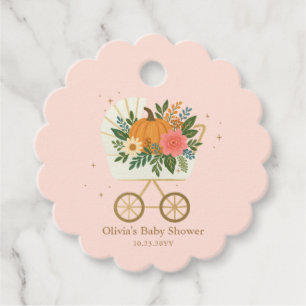 Scalloped Little Pumpkin Girl Baby Shower Favour Tags