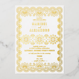 Scalloped Mexico Papel Picado Floral White Wedding