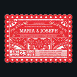 Scalloped Papel Picado Wedding Invite - Red<br><div class="desc">Modern papel picado spanish paper flag design by Shelby Allison. For matching invitations,  reply cards,  stickers and other items click on the link below to view the entire Papel Picado Collection.</div>