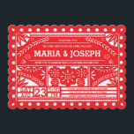 Scalloped Papel Picado Wedding Invite - Red<br><div class="desc">Modern papel picado spanish paper flag design by Shelby Allison. For matching invitations,  reply cards,  stickers and other items click on the link below to view the entire Papel Picado Collection.</div>