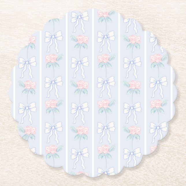 Scalloped Paper Coaster Grandmillennial Flowers (Front)