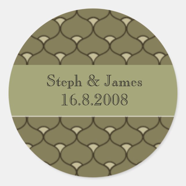 Scalloped personalised wedding stickers (Front)