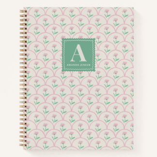 Scalloped Pink Floral Personalised  Notebook