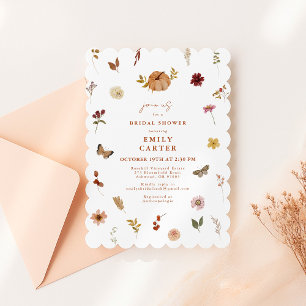 Scalloped Pumpkin Butterfly Floral Bridal Shower Invitation