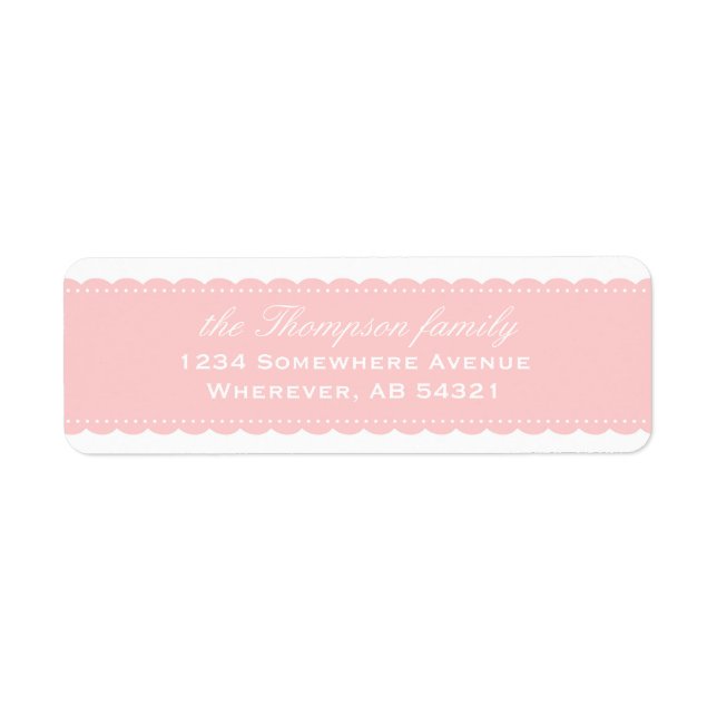 Scalloped ribbon lace pink return address label (Front)
