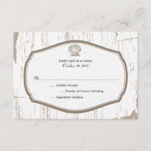Scalloped Shell Rustic Beach Wedding RSVP Card