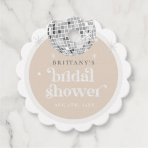 Scalloped Silver Retro Disco Groovy Bridal Shower Favour Tags