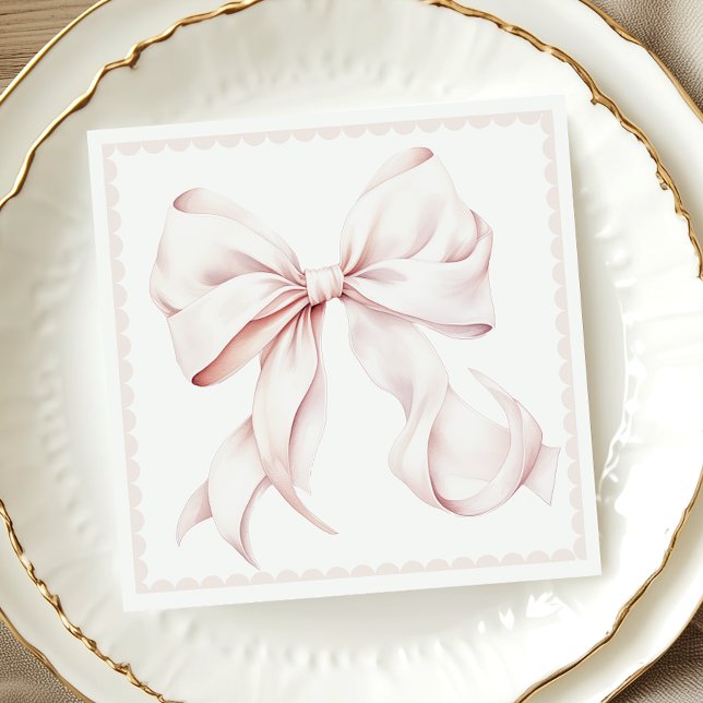 Scallopped Pink Bow Paper Napkin (Creator Uploaded)