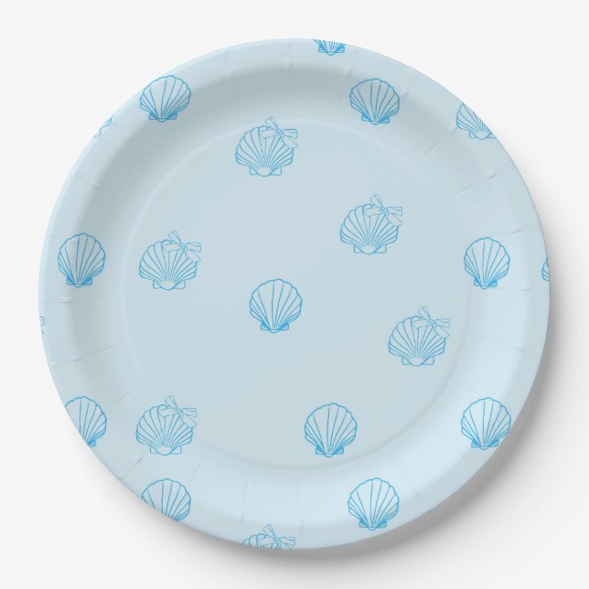 Scallops Outline Minimalism Paper Plate (Front)