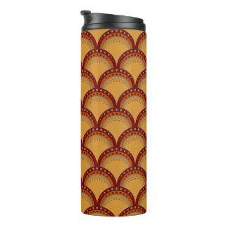 Scallops with Dots, Burgundy, Rust, Apricot, Tan Thermal Tumbler