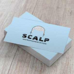 Scalp Micropigmentation Hair Tattoo Light Blue Business Card