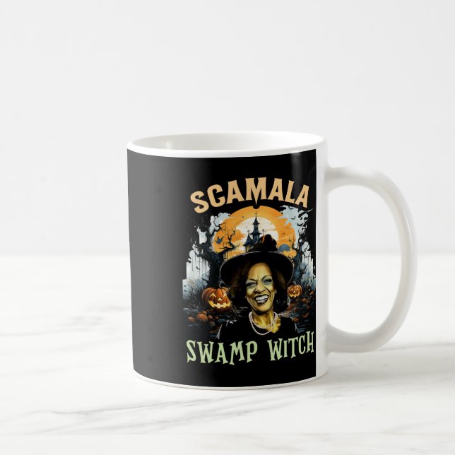 Scamala Kamala Harris Unmasked Swamp Witch Hallowe Coffee Mug (Right)