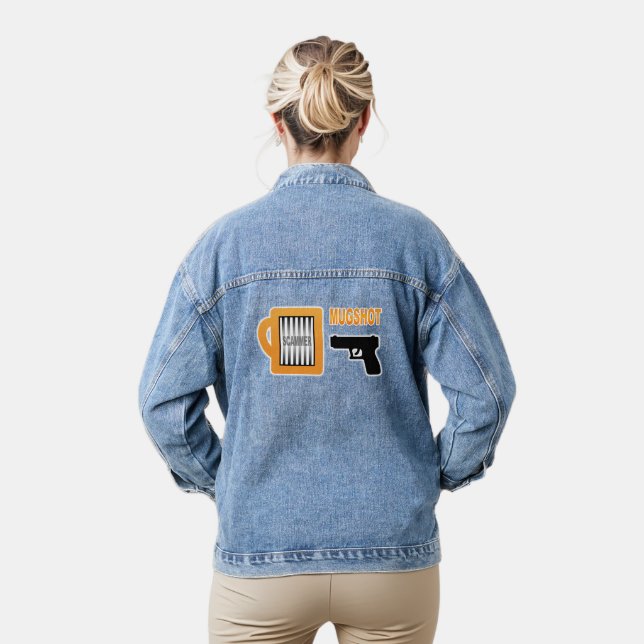 Scammer's Mugshot Denim Jacket (Model)