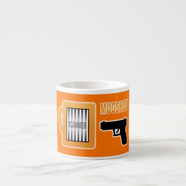 Scammer's Mugshot Espresso Cup (Front)