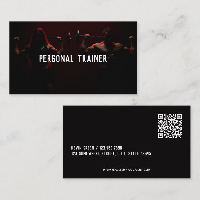 Scan Code Personal Trainer Business Card (Front/Back)