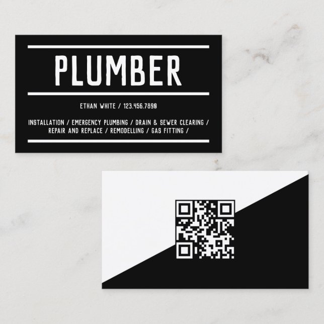 Scan Code QR Plumber Business Card (Front/Back)