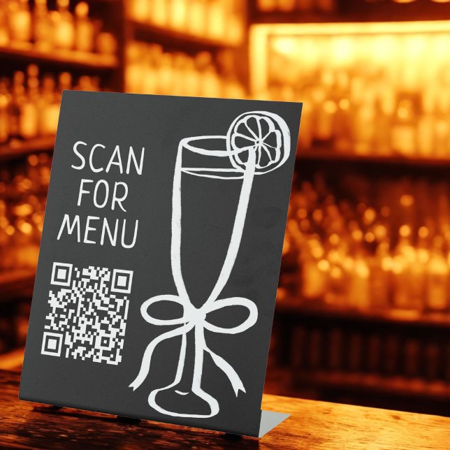SCAN FOR DRINK MENU QR CODE Cocktails Bar Pedestal Sign (SCAN FOR DRINK MENU QR CODE Cocktails Bar Wedding Event Party Pedestal Sign
)