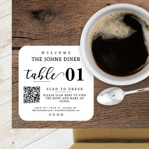 Scan For Menu, Love It, Snap It, Share It QR Code Square Sticker