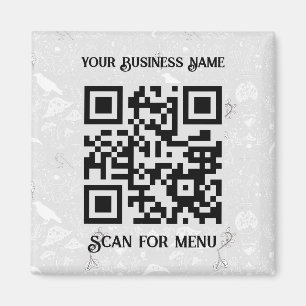 Scan for Menu QRcode personalised LGrey Halloween Magnet