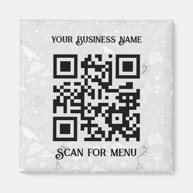 Scan for Menu QRcode personalised LGrey Halloween Magnet (Front)