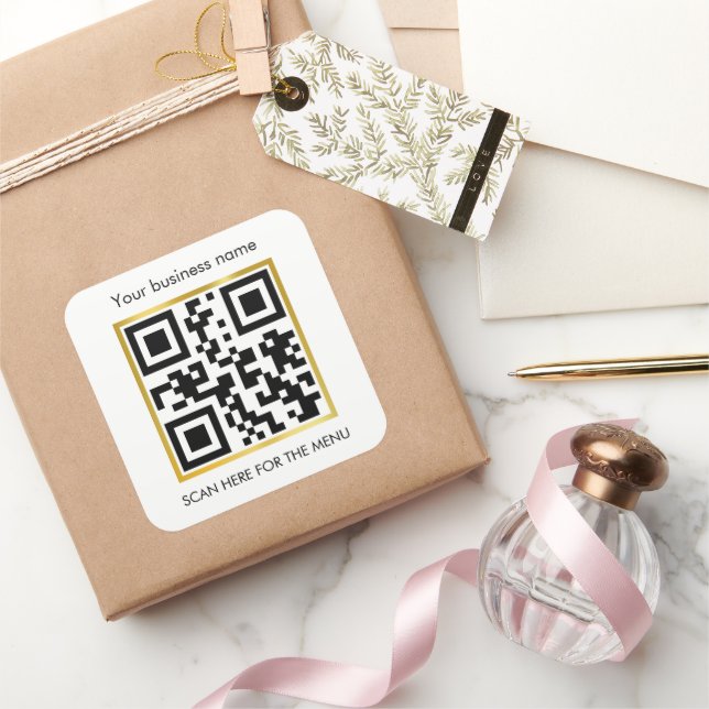 Scan For Order Menu QR Code Café Restaurant Coffee Square Sticker (Gifting)