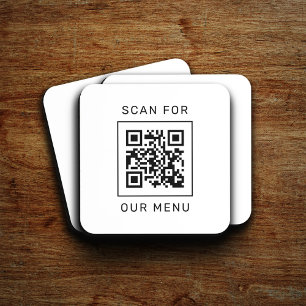 Scan For Our Menu Custom QR Code and Logo Coaster