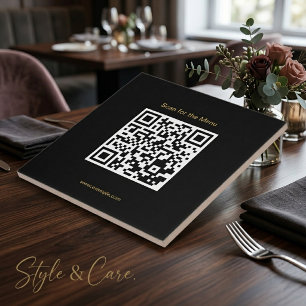 Scan for the Menu Stylish QR Code Ceramic Tile