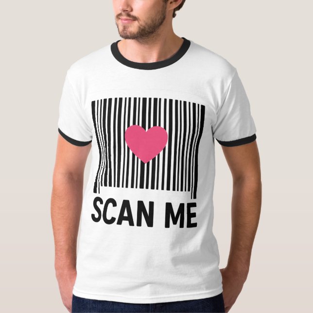 Scan Me – Creative Barcode with Heart Design T-Shirt (Front)