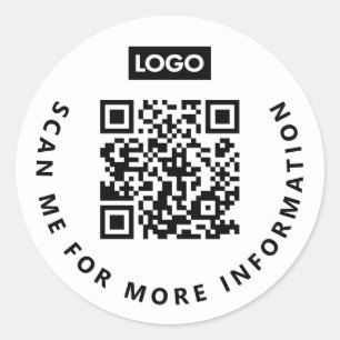 Scan Me Logo Business QR Code Scannable Classic Round Sticker