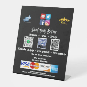Scan Me Payment QR Code Pedestal Sign