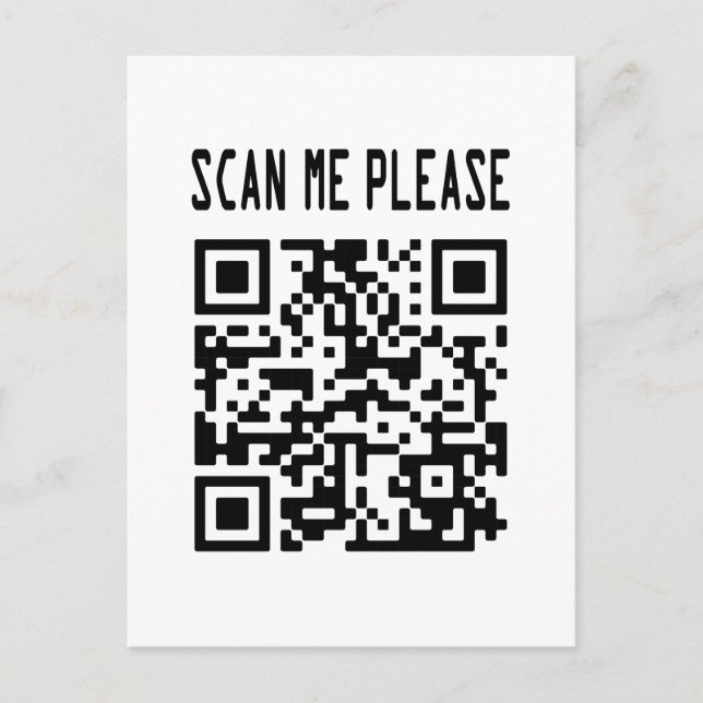 Scan Me Please QR Code – Smile, It's Free Postcard (Front)