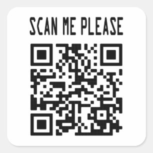 Scan Me Please QR Code – Smile, It's Free Square Sticker