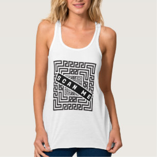 SCAN ME QR CODE BLACK WHITE ROMANTIC WEDDING SINGLET