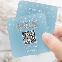 Scan Me QR RSVP Quinceañera Crown Light Blue