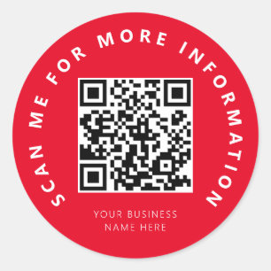 Scan Me Red QR Code Scannable Classic Round Sticker