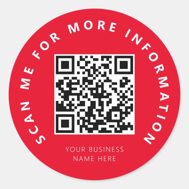 Scan Me Red QR Code Scannable Classic Round Sticker (Front)
