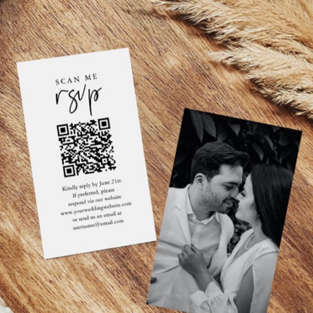 Scan Me RSVP Wedding QR Code RSVP Enclosure Card (Creator Uploaded)