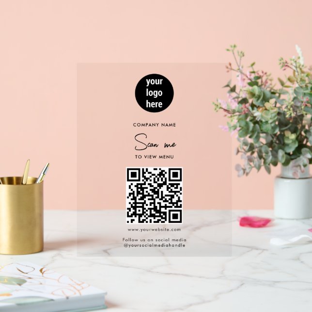 Scan Me To View Menu Order QR Code  Acrylic Sign (Wedding)