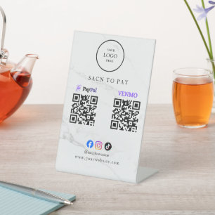 Scan Pay QR Code Business Table Tent Sign