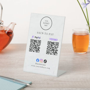 Scan Pay QR Code Business Table Tent Sign