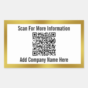 Scan QR Code Company Name Text Template Rectangular Sticker
